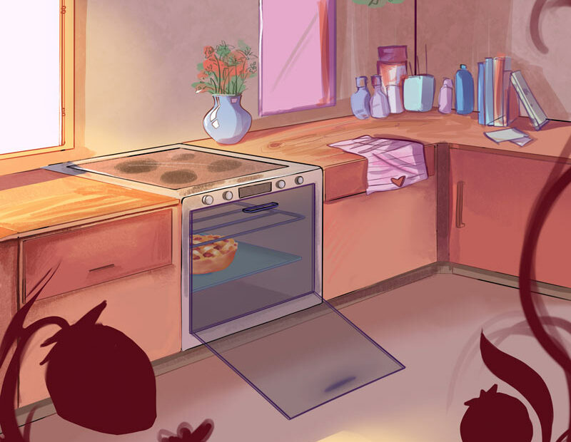 Illustration d'une cuisine.
